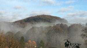 A rural winter scene in an ancient wooded valley